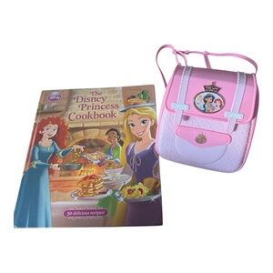 Disney Princess Cookbook with Pink and Blue Bag - LIKE NEW